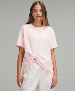 μπλουζακια Lululemon Twist-Front Oversized γυναικεια ροζ | Greece-5416720