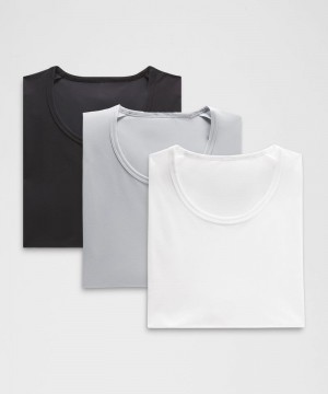 μπλουζακια Lululemon Ultra-Soft Nulu Short-Sleeve ανδρικα μαυρα ασπρα ασημι | Greece-2478051