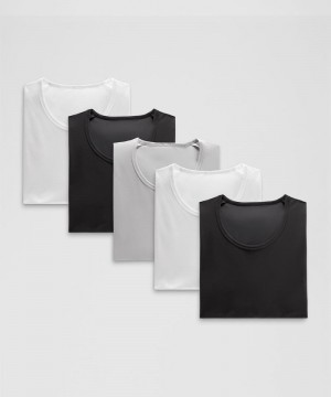 μπλουζακια Lululemon Ultra-Soft Nulu Short-Sleeve ανδρικα μαυρα μαυρα ασπρα ασπρα ασημι | Greece-6250437