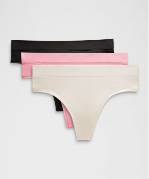 εσωρουχα Lululemon UnderEase High-Rise Thong γυναικεια Μπεζ ροζ μαυρα | Greece-4382057