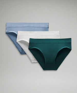 εσωρουχα Lululemon UnderEase Mid-Rise Bikini 3 Pack γυναικεια τυρκουάζ μπλε ασπρα | Greece-4172530