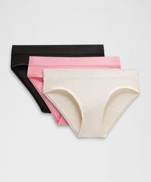 εσωρουχα Lululemon UnderEase Mid-Rise Bikini 3 Pack γυναικεια Μπεζ ροζ μαυρα | Greece-8213574