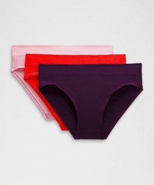 εσωρουχα Lululemon UnderEase Mid-Rise Bikini 3 Pack γυναικεια ροζ | Greece-2469857