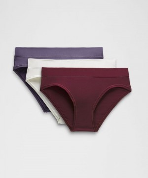 εσωρουχα Lululemon UnderEase Mid-Rise Bikini 3 Pack γυναικεια βαθυ γκρι Μπεζ σκούρο κοκκινα | Greece-0532486