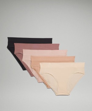 εσωρουχα Lululemon UnderEase Mid-Rise Bikini γυναικεια μαυρα ροζ Μπεζ | Greece-8230746