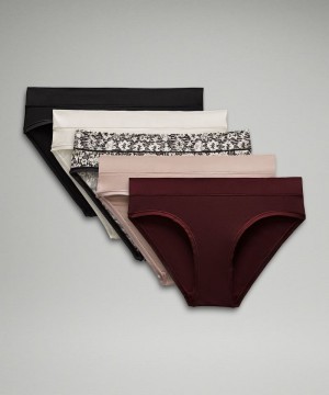 εσωρουχα Lululemon UnderEase Mid-Rise Bikini γυναικεια μαυρα Μπεζ σκούρο κοκκινα ροζ με λουλουδια Μπεζ μαυρα | Greece-7210496