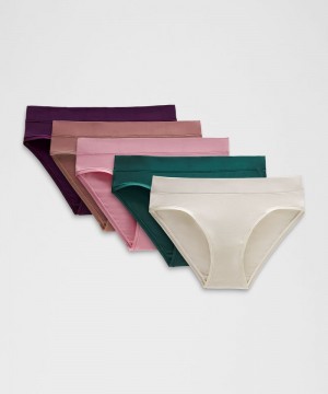 εσωρουχα Lululemon UnderEase Mid-Rise Bikini γυναικεια Μπεζ τυρκουάζ ροζ ροζ | Greece-1263895