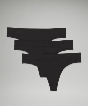 εσωρουχα Lululemon UnderEase Mid-Rise Thong 3 Pack γυναικεια μαυρα | Greece-3905784