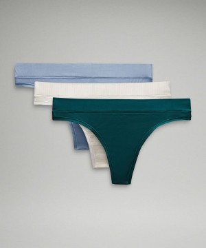 εσωρουχα Lululemon UnderEase Mid-Rise Thong 3 Pack γυναικεια τυρκουάζ μπλε ασπρα | Greece-1953864
