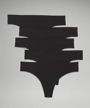εσωρουχα Lululemon UnderEase Mid-Rise Thong γυναικεια μαυρα | Greece-0678935