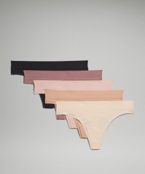 εσωρουχα Lululemon UnderEase Mid-Rise Thong γυναικεια μαυρα ροζ Μπεζ | Greece-5187436