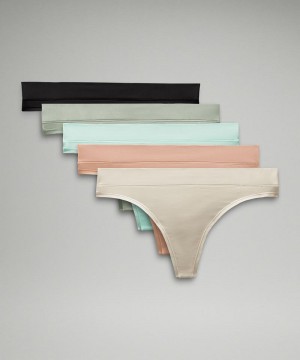 εσωρουχα Lululemon UnderEase Mid-Rise Thong γυναικεια μαυρα γκρι μεντα Μπεζ | Greece-0236184