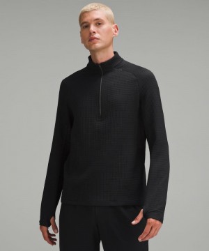 Φουτερ Lululemon Waffle-Knit Half Zip ανδρικα μαυρα | Greece-8321907