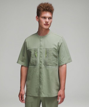 μπλουζακια Lululemon Water-Repellent Hiking Short-Sleeve ανδρικα πρασινο | Greece-1572603