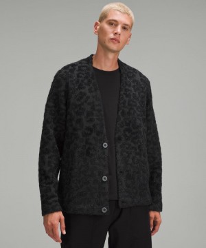 Πουλόβερ Lululemon Wool-Blend Jacquard Cardigan ανδρικα λεοπαρ βαθυ γκρι μαυρα | Greece-6984305