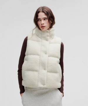 Γιλεκο Lululemon Wunder Puff 550-Down-Fill Cropped Textured Fleece γυναικεια Μπεζ | Greece-9761240