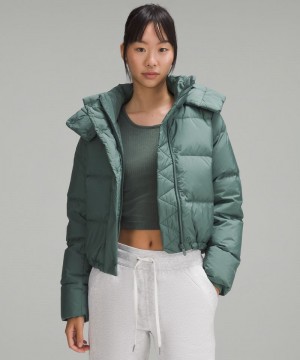 Μπουφαν Lululemon Wunder Puff 600-Down-Fill Cropped γυναικεια πρασινο | Greece-6409312