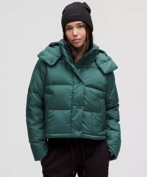 Μπουφαν Lululemon Wunder Puff 600-Down-Fill Cropped γυναικεια τυρκουάζ | Greece-2971458