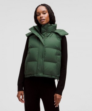 Γιλεκο Lululemon Wunder Puff 600-Down-Fill Cropped γυναικεια πρασινο | Greece-9620375