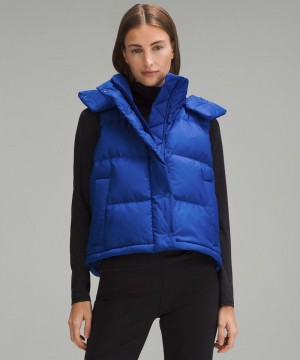 Γιλεκο Lululemon Wunder Puff 600-Down-Fill Cropped γυναικεια μπλε | Greece-7358169