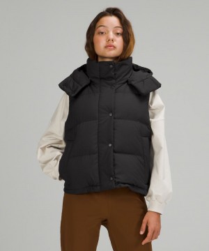Γιλεκο Lululemon Wunder Puff 600-Down-Fill Cropped γυναικεια μαυρα | Greece-3687509