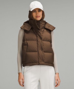 Γιλεκο Lululemon Wunder Puff 600-Down-Fill Cropped γυναικεια καφε καφε | Greece-8072195