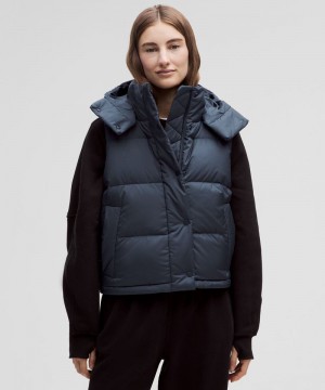 Γιλεκο Lululemon Wunder Puff 600-Down-Fill Cropped γυναικεια σκουρο μπλε | Greece-6927541