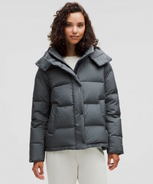 Μπουφαν Lululemon Wunder Puff 600-Down-Fill γυναικεια γκρι μπλε | Greece-9806247