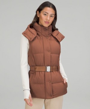 Γιλεκο Lululemon Wunder Puff Belted Waist 600-Down-Fill γυναικεια καφε | Greece-7310246