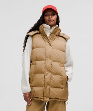 Γιλεκο Lululemon Wunder Puff Mid-Length γυναικεια καφε | Greece-9273180