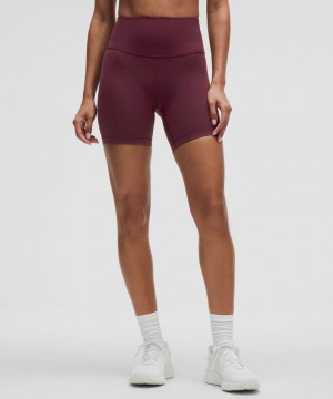 Σορτσ Lululemon Wunder Train High-Rise 6" γυναικεια σκούρο κοκκινα | Greece-7508349