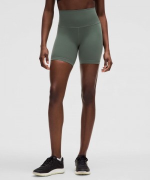 Σορτσ Lululemon Wunder Train High-Rise 6" γυναικεια σκούρο πρασινο | Greece-4278916