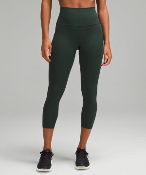 Κολαν Lululemon Wunder Train High-Rise Crop with Pockets 23" γυναικεια πρασινο | Greece-6024785