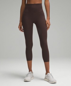 Κολαν Lululemon Wunder Train High-Rise Crop with Pockets 23" γυναικεια σοκολάτα | Greece-5321694