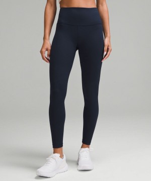 Κολαν Lululemon Wunder Train High-Rise Ribbed Tight 28" γυναικεια σκουρο μπλε | Greece-7138605