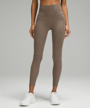 Κολαν Lululemon Wunder Train High-Rise Tight with Pockets 25" γυναικεια καφε | Greece-4267395