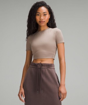 μπλουζακια Lululemon Wundermost Ultra-Soft Nulu Crewneck Cropped γυναικεια γκρι | Greece-1980743