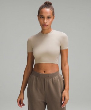 μπλουζακια Lululemon Wundermost Ultra-Soft Nulu Crewneck Cropped γυναικεια γκρι | Greece-3085627