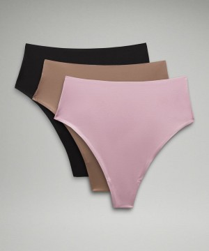 εσωρουχα Lululemon Wundermost Ultra-Soft Nulu High-Waist Thong γυναικεια μαυρα γκρι ροζ ροζ | Greece-5439608
