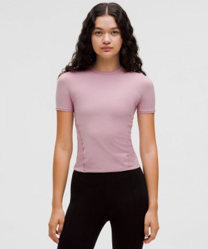 μπλουζακια Lululemon Wundermost Ultra-Soft Nulu Hip-Length Crewneck Shirt γυναικεια ροζ ροζ | Greece-7419253