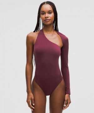 Κορμακια Lululemon Wundermost Ultra-Soft Nulu Long-Sleeve Cut-Out γυναικεια σκούρο κοκκινα | Greece-2793856