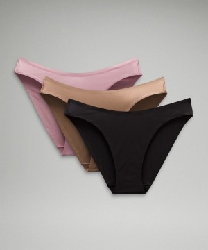 εσωρουχα Lululemon Wundermost Ultra-Soft Nulu Mid-Rise Bikini γυναικεια μαυρα γκρι ροζ ροζ | Greece-7942106