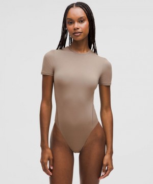 Κορμακια Lululemon Wundermost Ultra-Soft Nulu Short-Sleeve Crew Thong γυναικεια γκρι | Greece-2490367