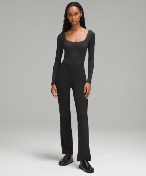 Κορμακια Lululemon Wundermost Ultra-Soft Nulu Square-Neck Long-Sleeve γυναικεια μαυρα | Greece-8950264