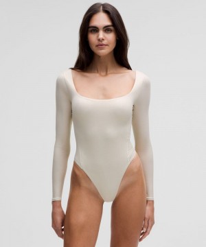 Κορμακια Lululemon Wundermost Ultra-Soft Nulu Square-Neck Long-Sleeve γυναικεια Μπεζ | Greece-9157284