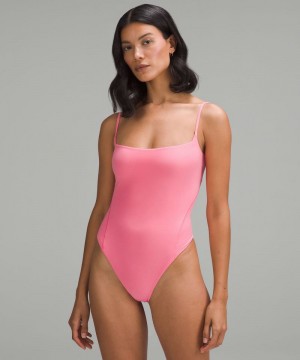 Κορμακια Lululemon Wundermost Ultra-Soft Nulu Square-Neck Spaghetti-Strap γυναικεια ροζ | Greece-4096258