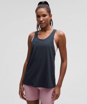 αμανικα μπλουζακια Lululemon 2-in-1 Cut-Out Yoga γυναικεια σκουρο μπλε | Greece-8456310