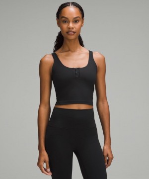 αμανικα μπλουζακια Lululemon Align™ Ribbed Henley γυναικεια μαυρα | Greece-5632980