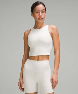αμανικα μπλουζακια Lululemon Align™ Ribbed High-Neck Shine γυναικεια Μπεζ | Greece-1783295