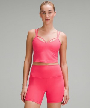 αμανικα μπλουζακια Lululemon Align™ Strappy Ribbed γυναικεια ροζ | Greece-8459176